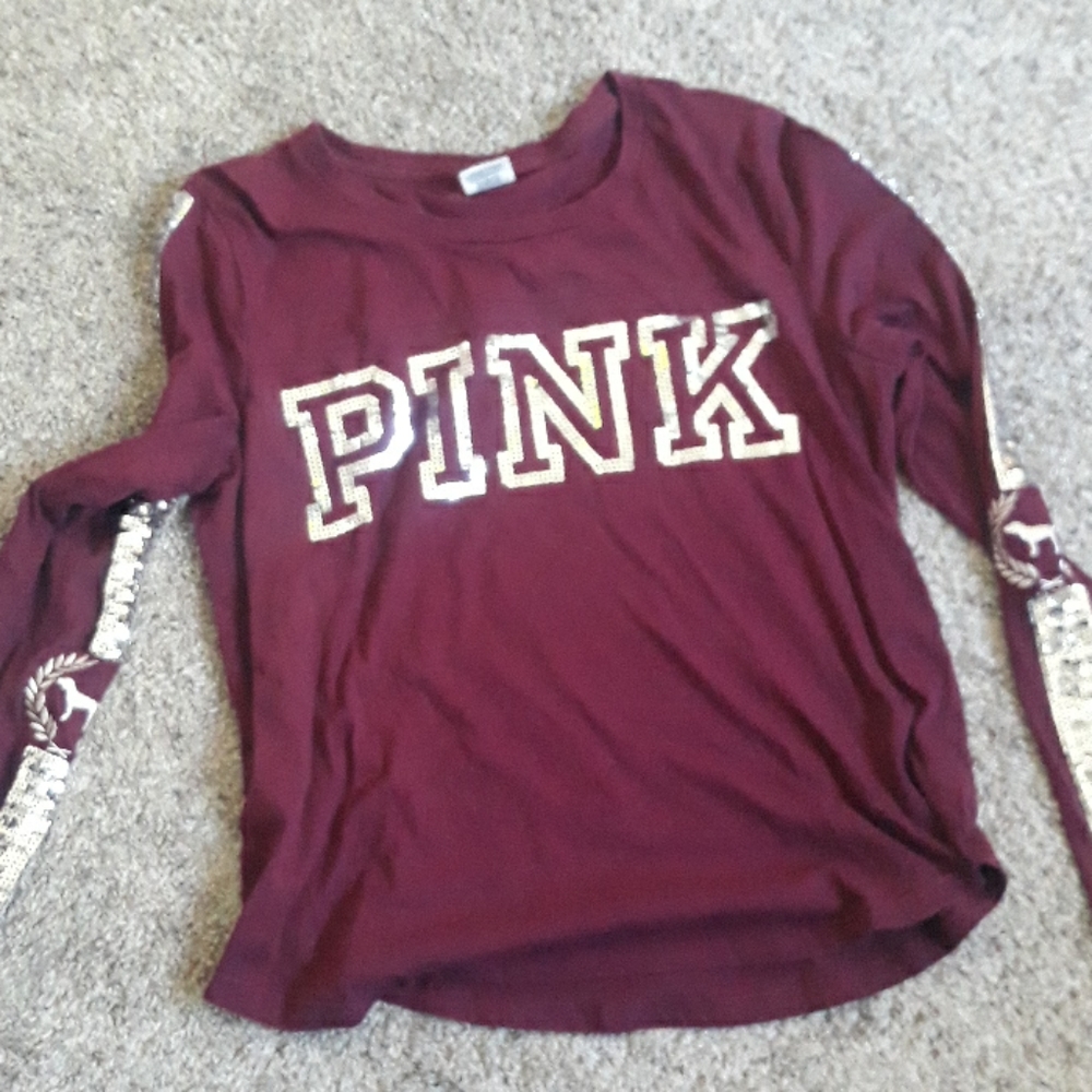 PINK SEQUIN LONG SLEEVE SHIRT